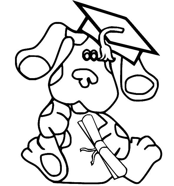 Blue wearing a Doctoral Hat Coloring Page