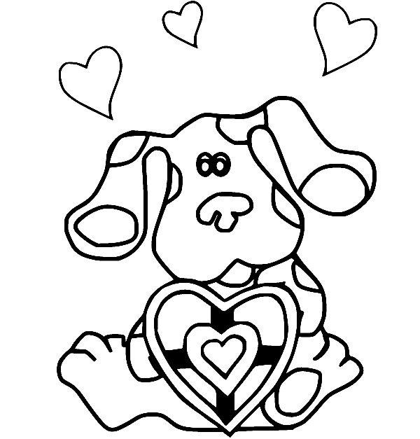 Blue with Hearts Coloring Page