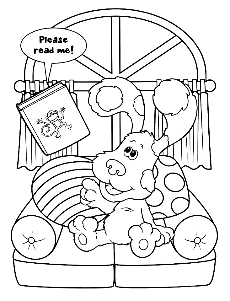 Blue with Monkey Book Coloring Page