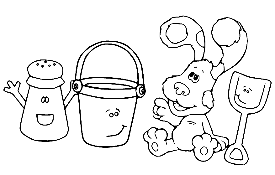 Blue with Pail and Mr Salt Coloring Pages