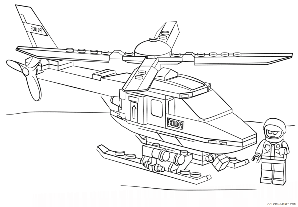 Boy Police Helicopter Coloring Page