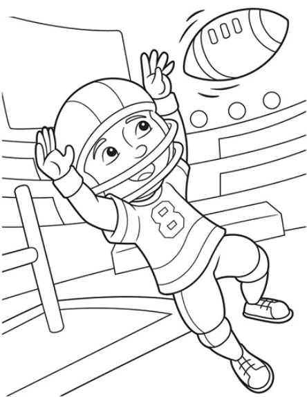 Boy playing American Football Coloring Pages