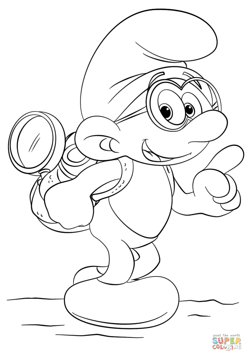 Brainy Smurf Coloring Page