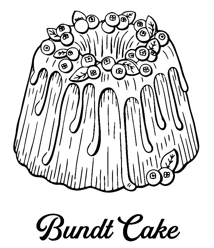 Bundt Cake With Berries Coloring Page