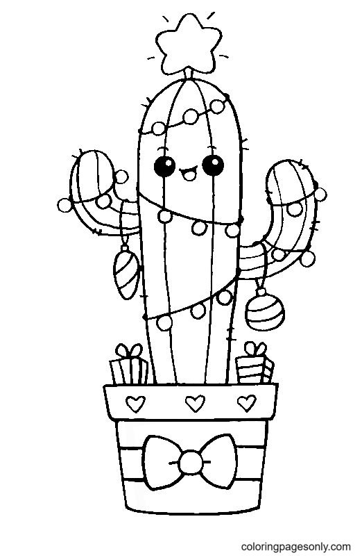 Cactus Christmas Tree Coloring Page
