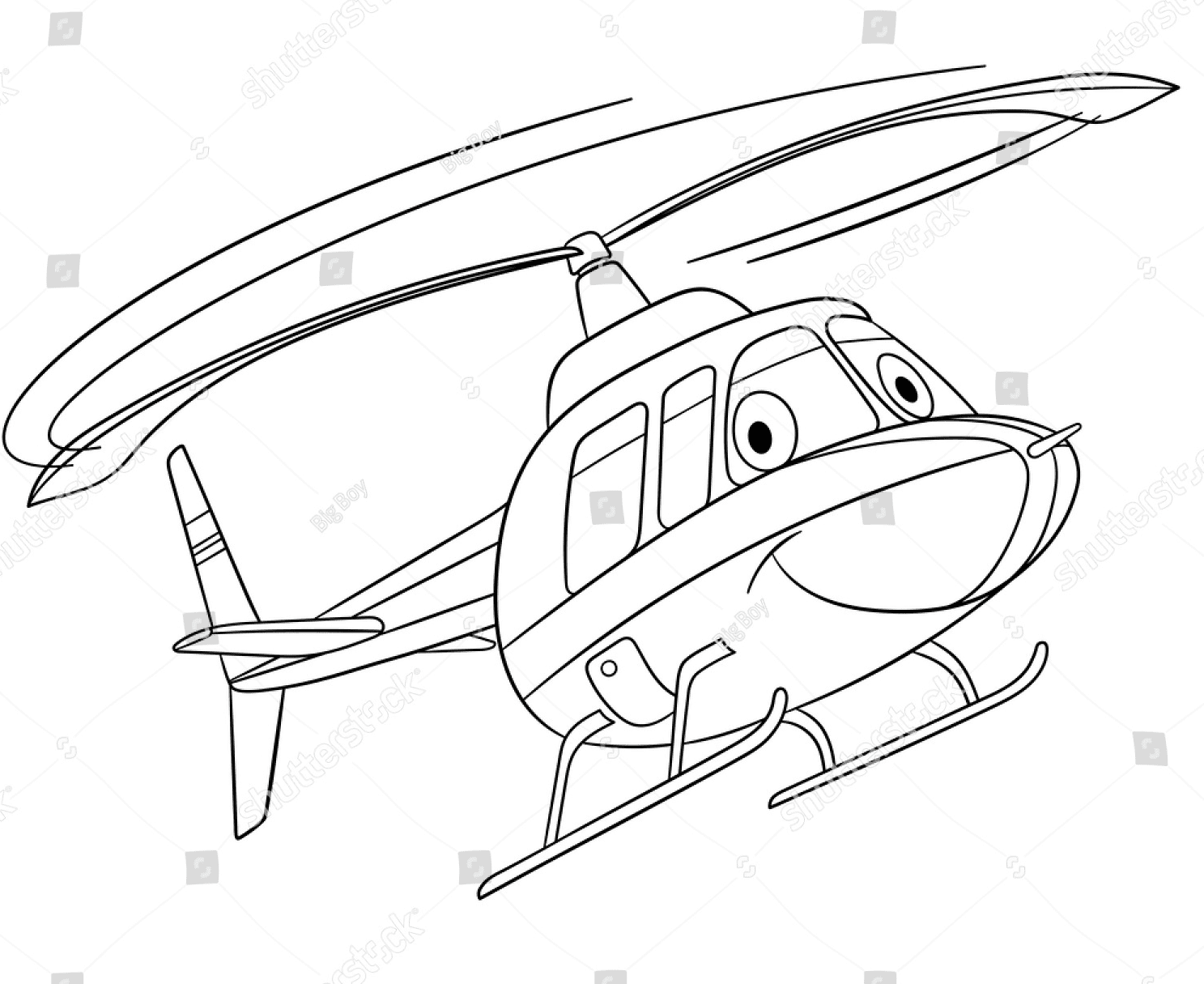 Helicóptero de dibujos animados volando desde helicóptero