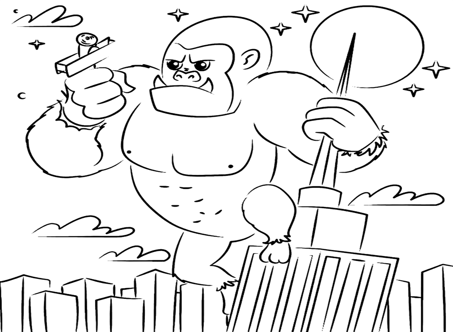 Angry King Kong Printable Coloring Page