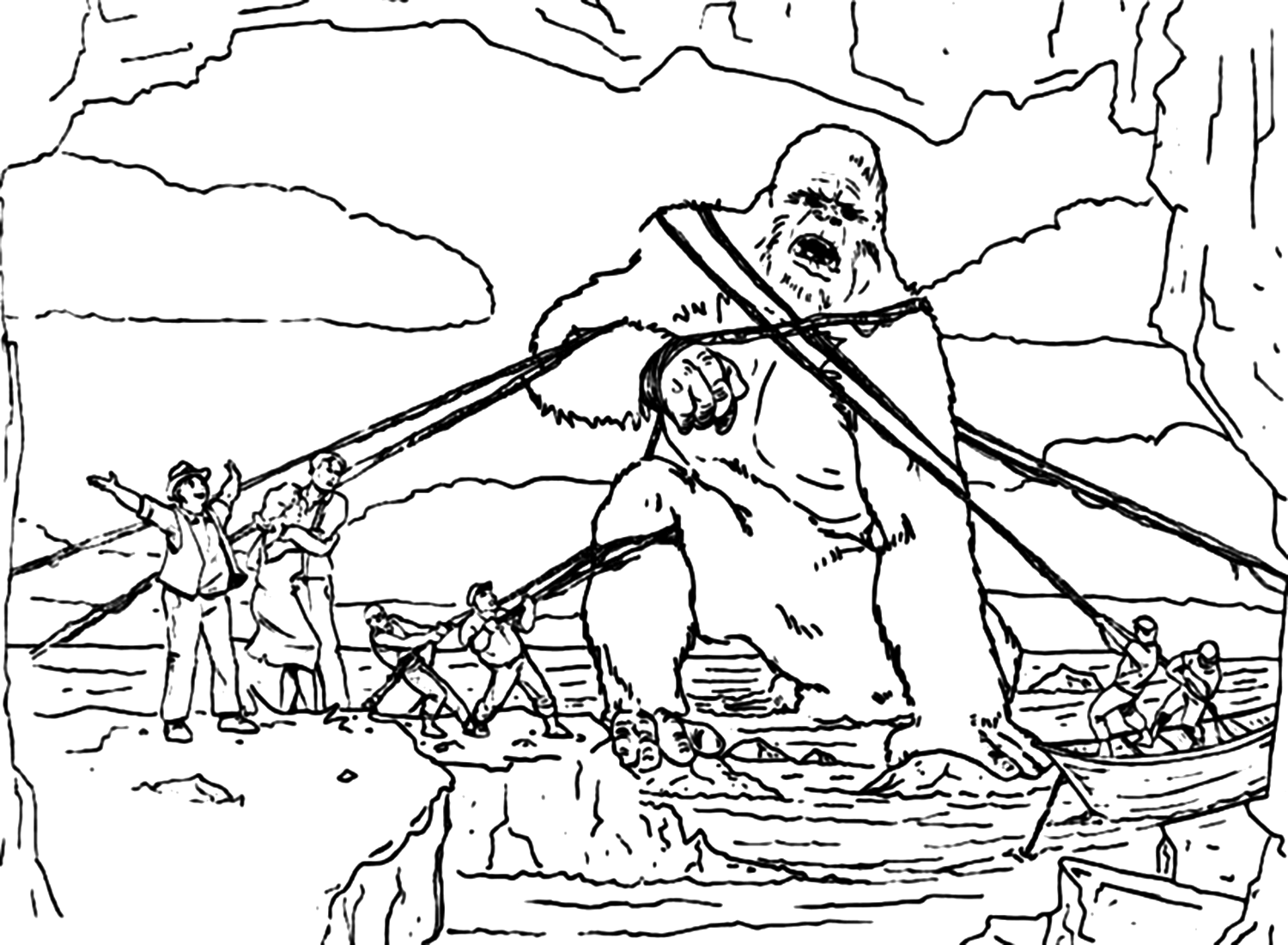 Catching King Kong Coloring Page