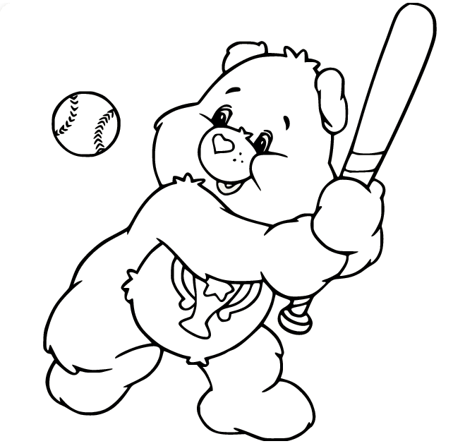 Champ Bear Playing Baseball Coloring Page