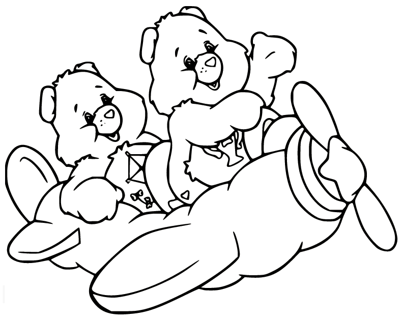 Champ Bear and Do Your Best Bear on the Plane Coloring Page