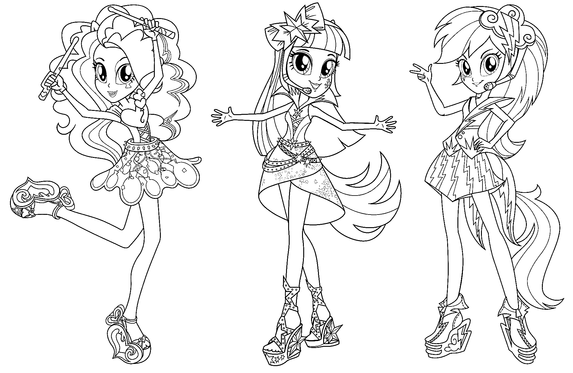 Charming Equestria Fashionistas Coloring Pages