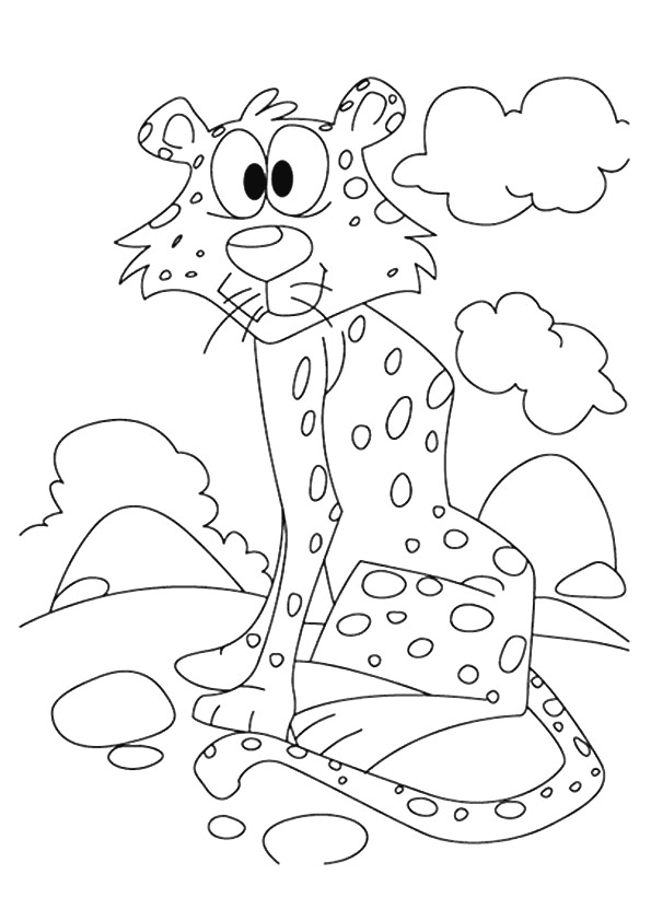 Cheetah infront of cloud Coloring Page