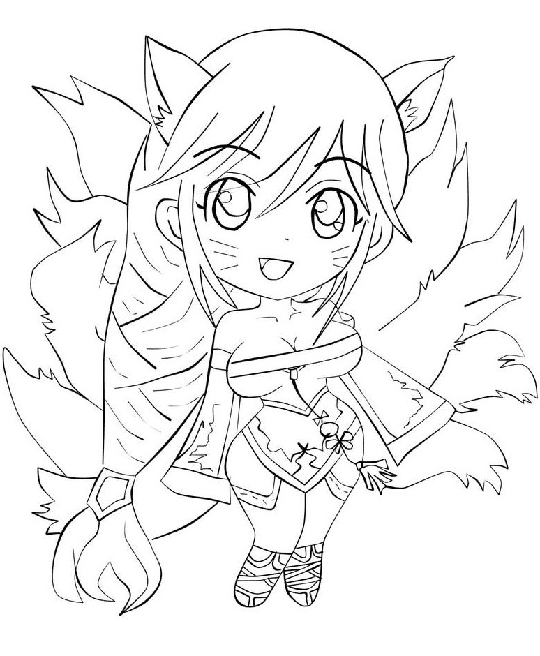 Chibi Ahri Coloring Pages