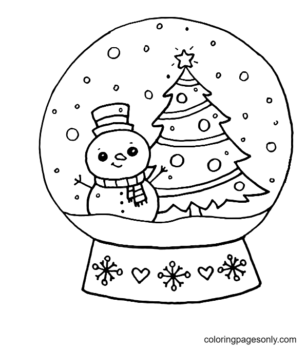 Christmas Snow Globe Coloring Page - Free Printable Coloring Pages