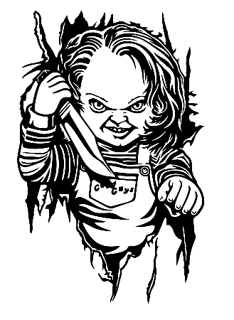 Desenho do boneco Chucky do jogo de criança para colorir