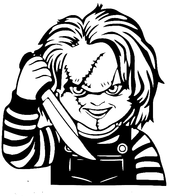 Página para colorir de Chucky da brincadeira de criança