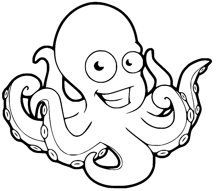 Kokosnoot Octopus Kleurplaat