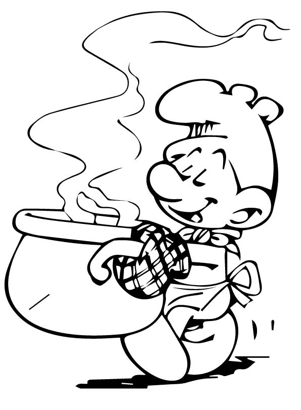 Cooking Smurfs Coloring Page
