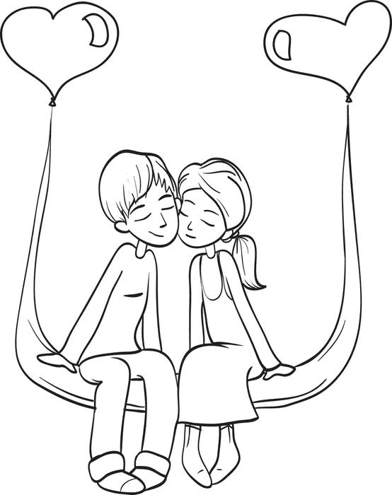 Couple in Love Coloring Page