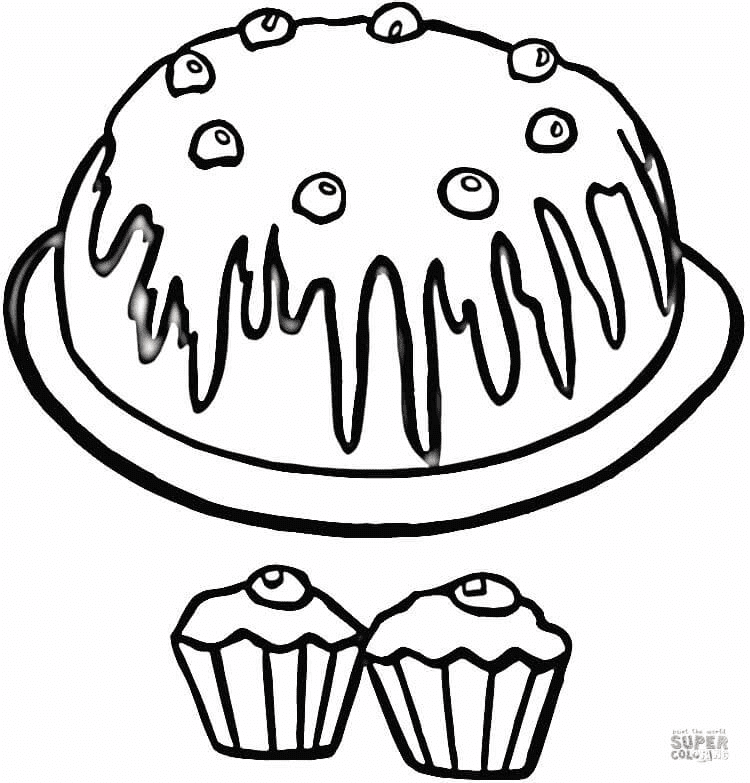Cupcakes Free Coloring Page
