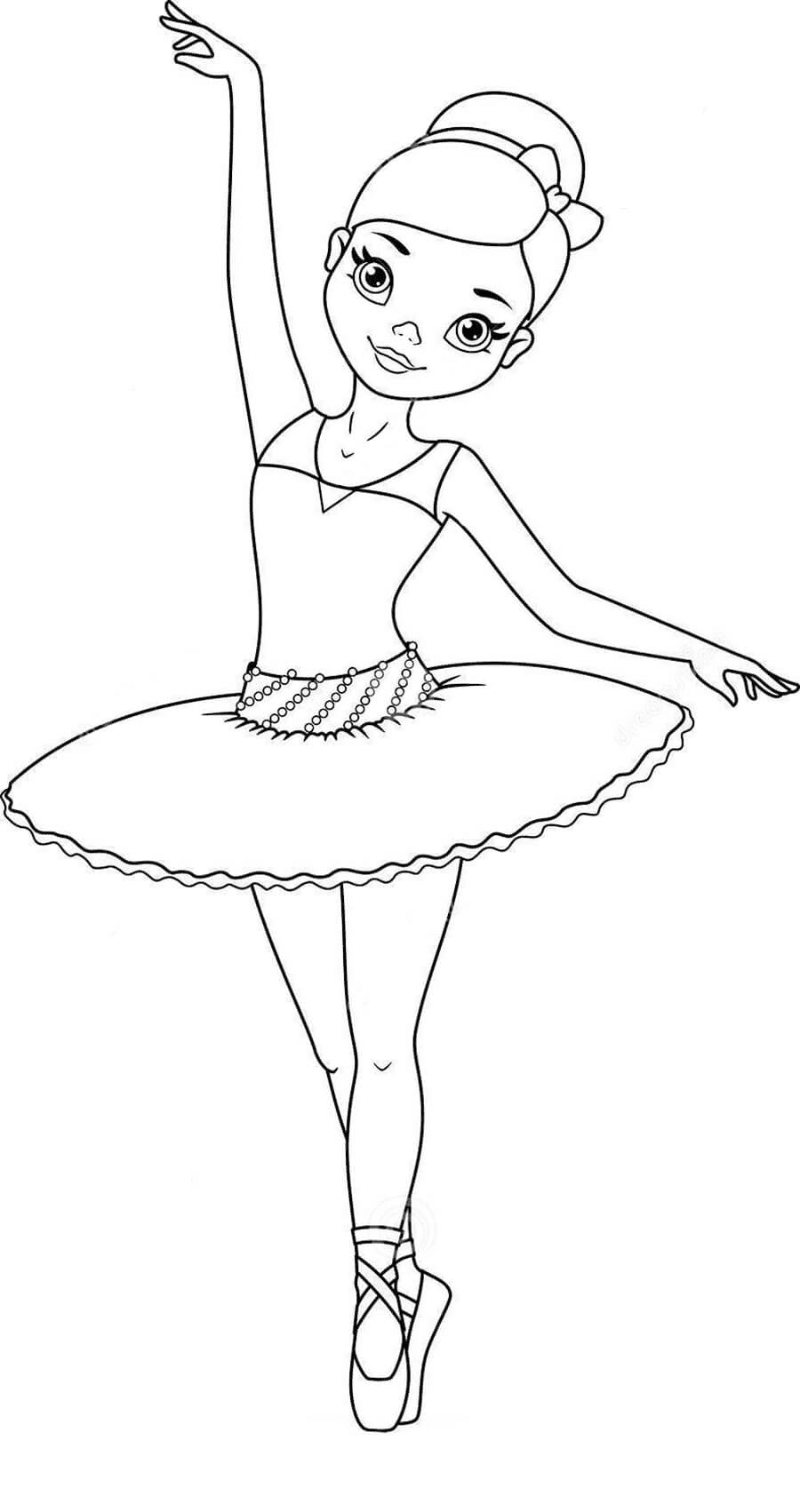 Schattige Ballerina Kleurplaat