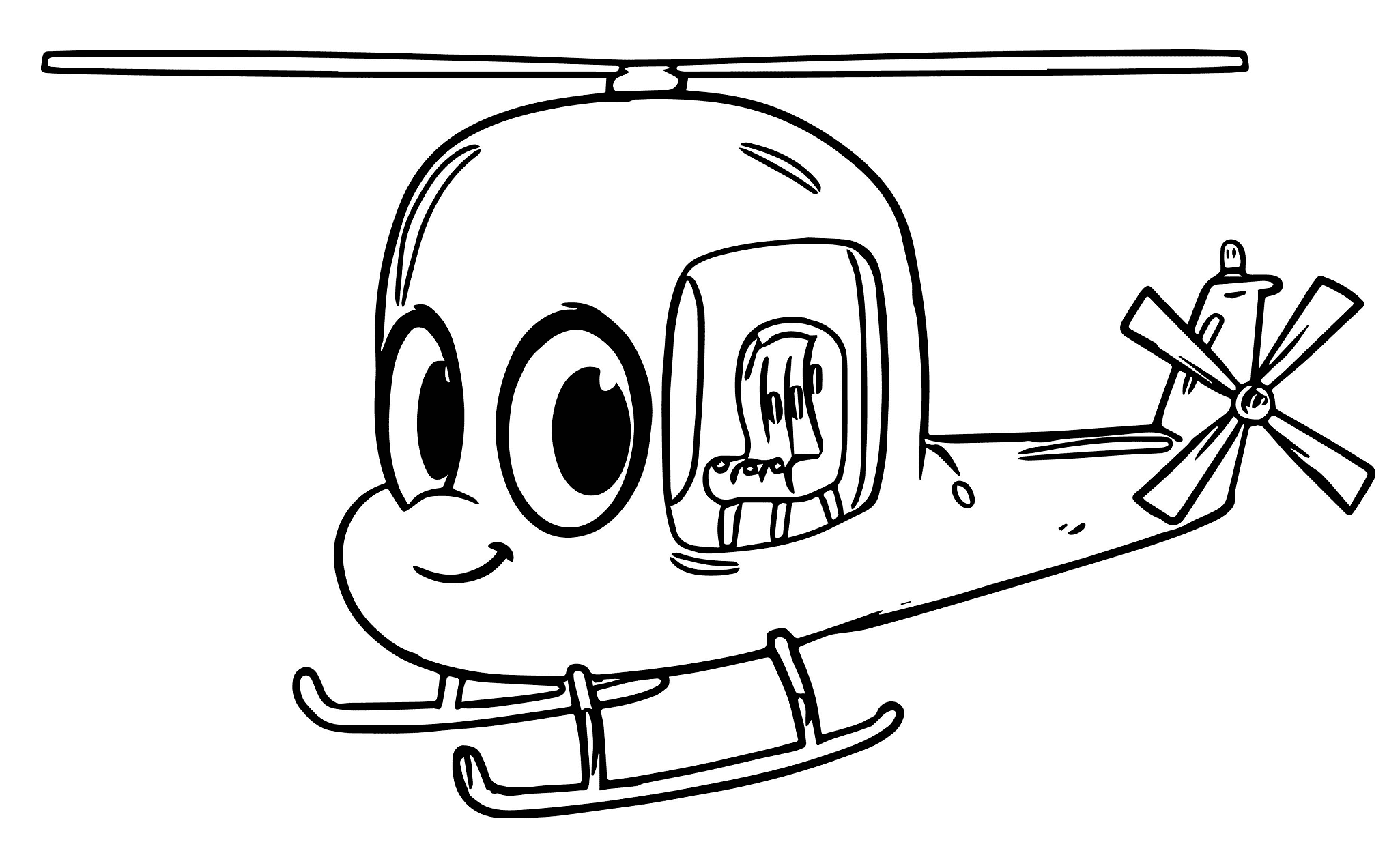 Cute Cartoon Helicopter Coloring Page
