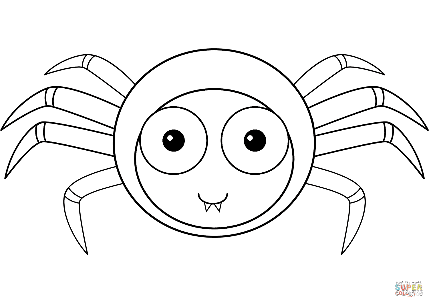 Cute Cartoon Spider Free Coloring Page
