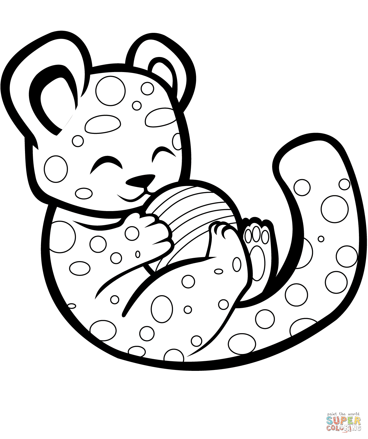 Cute Cheetah Playing with a Ball Coloring Page