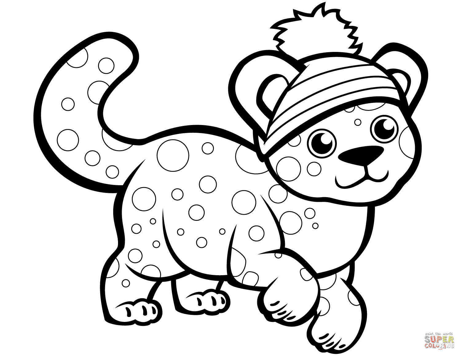 الفهد لطيف في قبعة الشتاء من الفهد