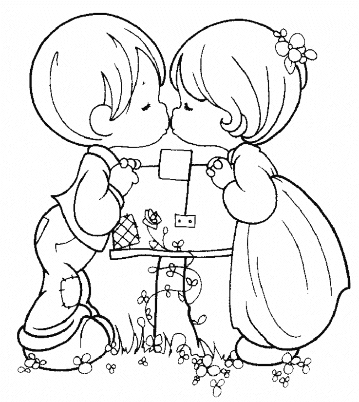 Cute Couple in Love Coloring Page