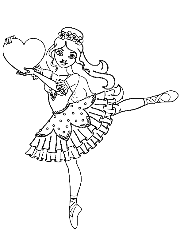 Cute Dancing Ballerina Coloring Page