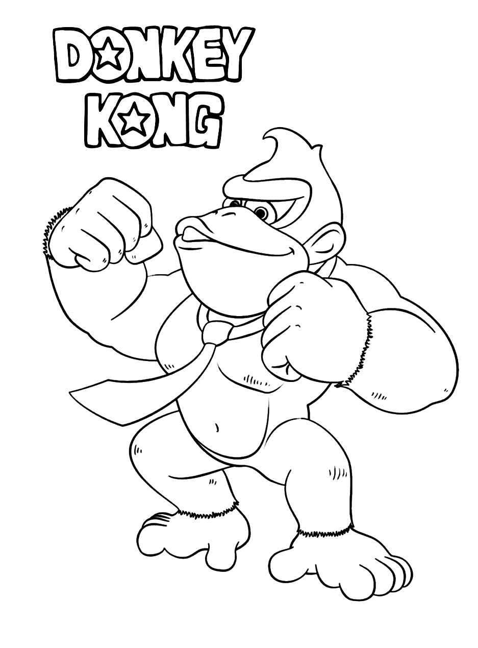 Cute Donkey Kong Coloring Page