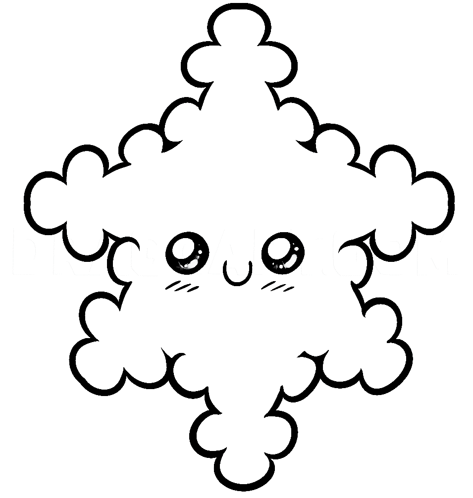 Cute Kawaii Snowflake Coloring Page