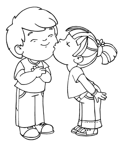 Cute Kiss Coloring Page