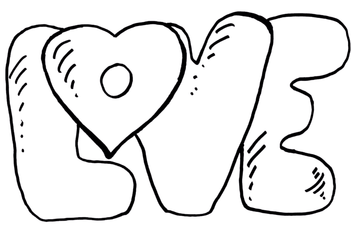 Cute Letters Love Coloring Page