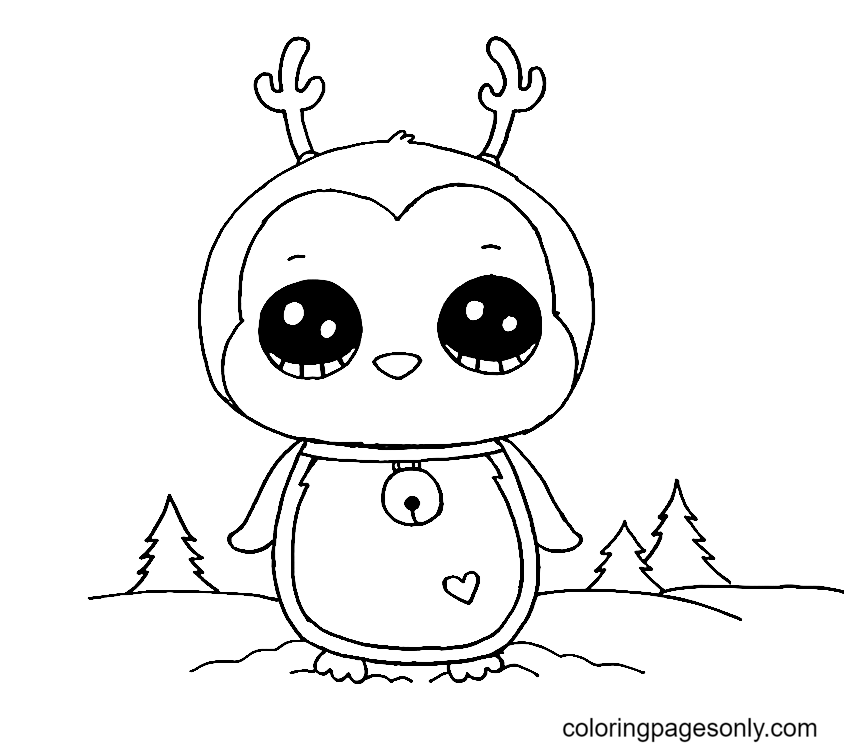 Cute Penguin for Christmas Coloring Pages