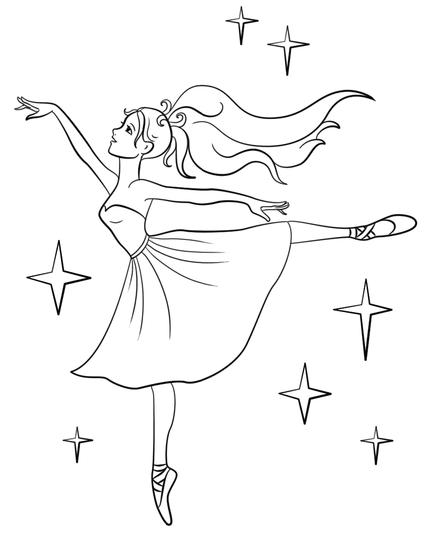Desenho para colorir de bailarina dançante