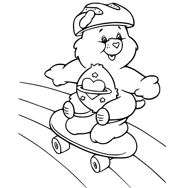 Urso Daydream brincando de skate de Ursinhos Carinhosos