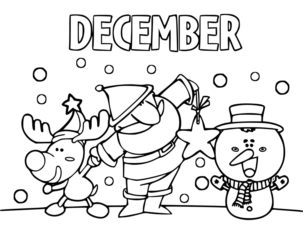 December with Santa and Friends Coloring Pages