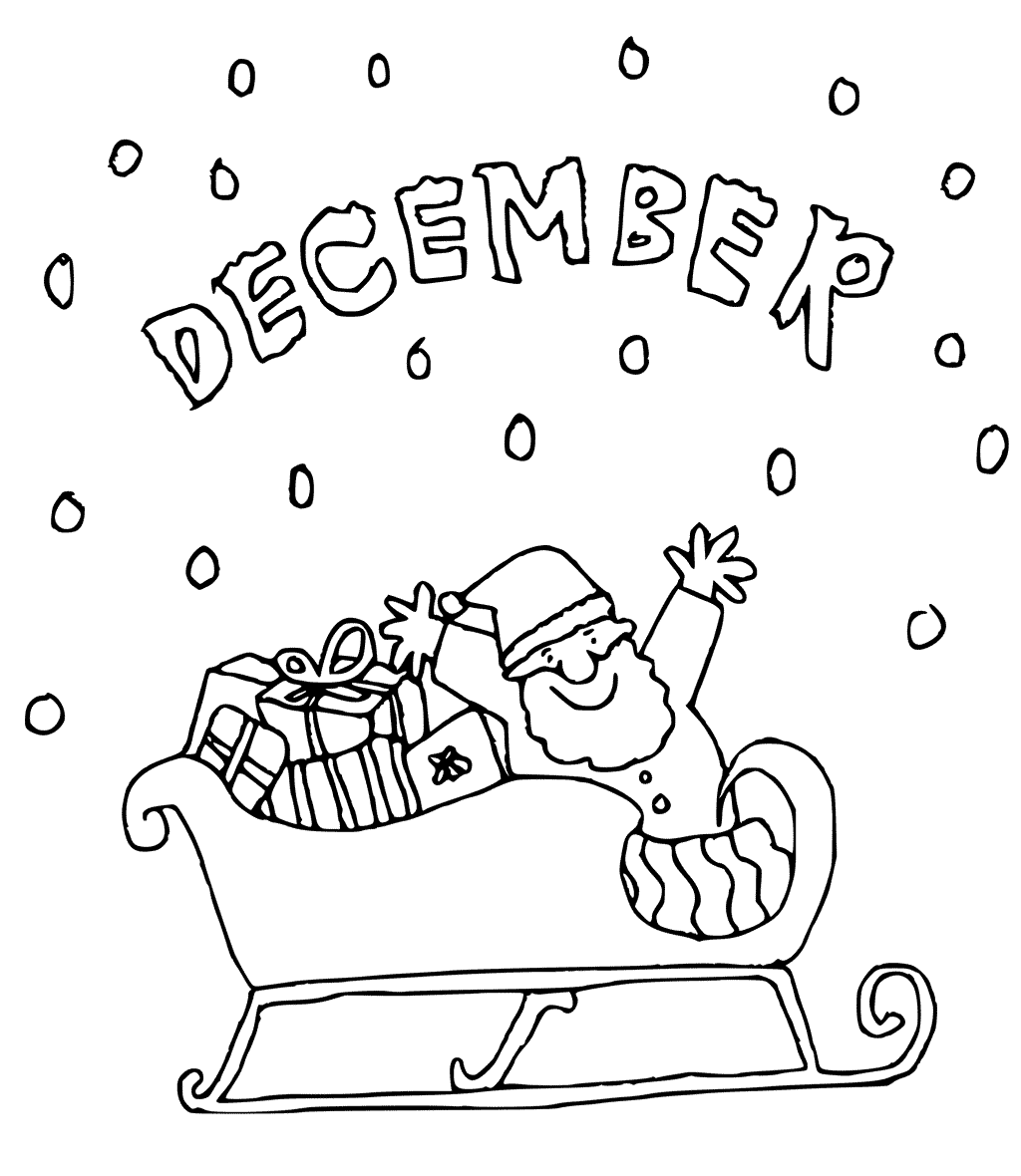 December with Santa Coloring Page