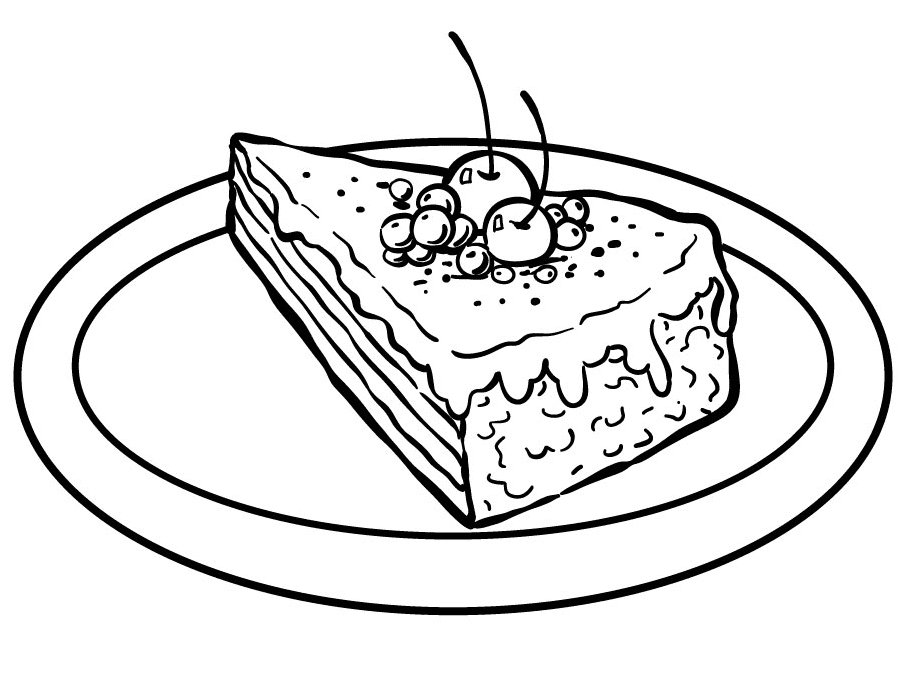 Раскраска Вкусный кусок торта