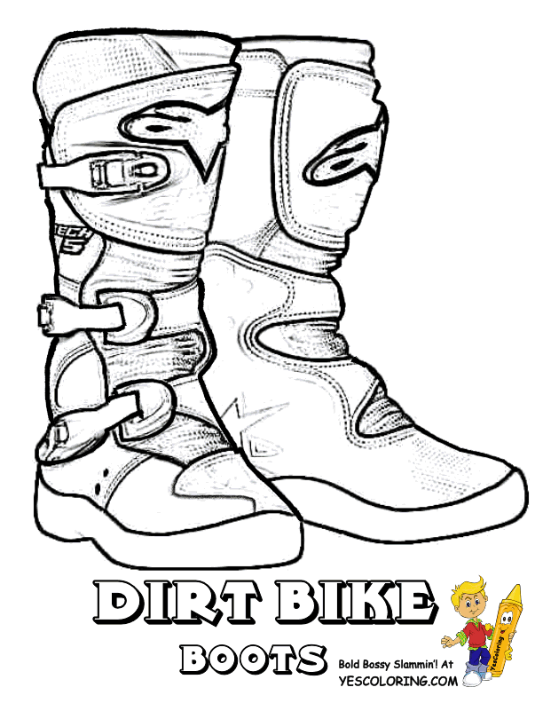 Dirt Bike Boots Coloring Page