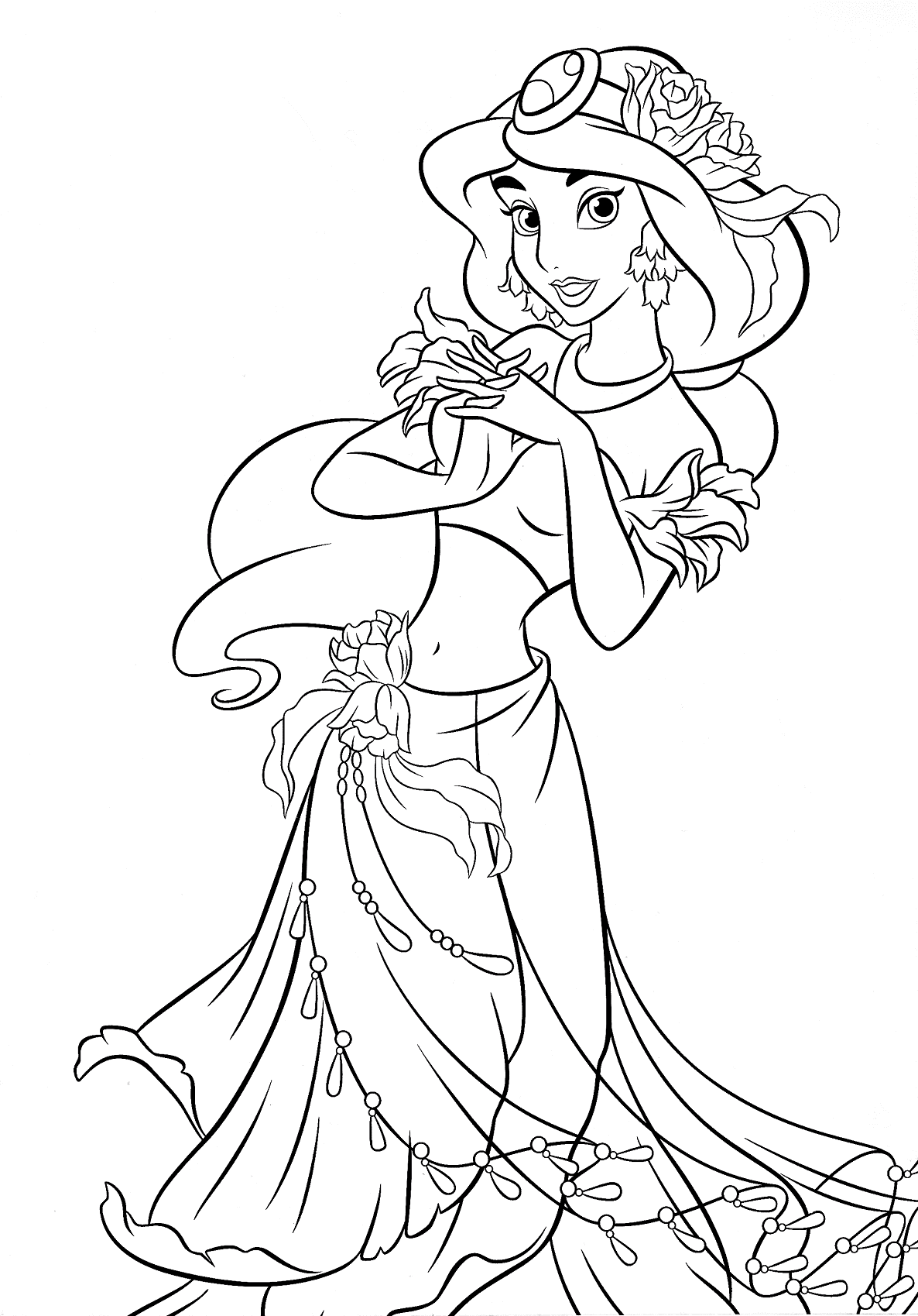 Desenho para colorir para imprimir da Princesa Jasmine da Disney