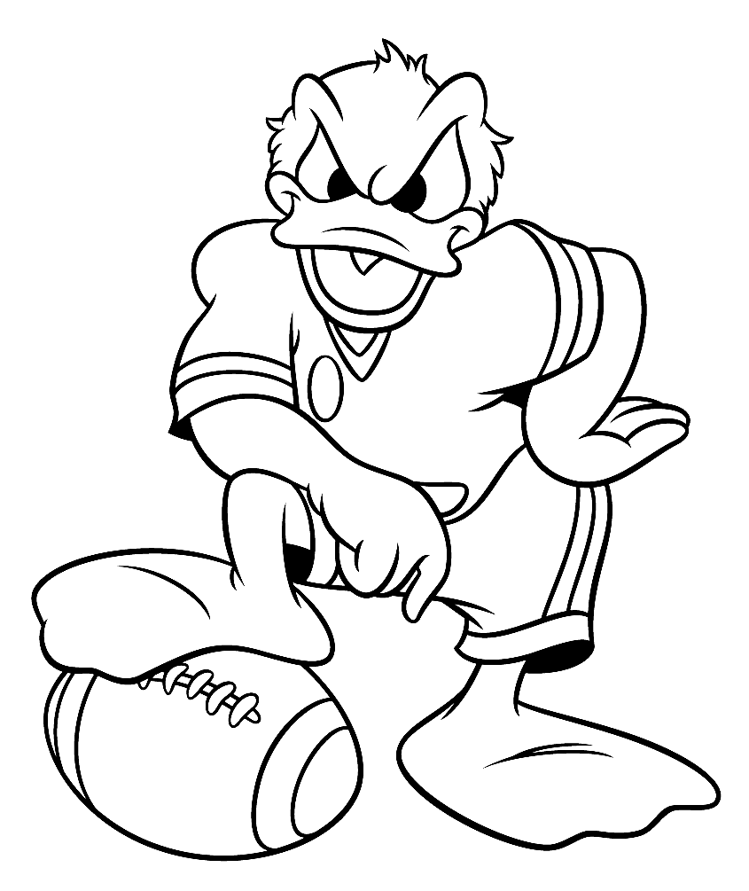 Coloriage Donald Duck joueur de football