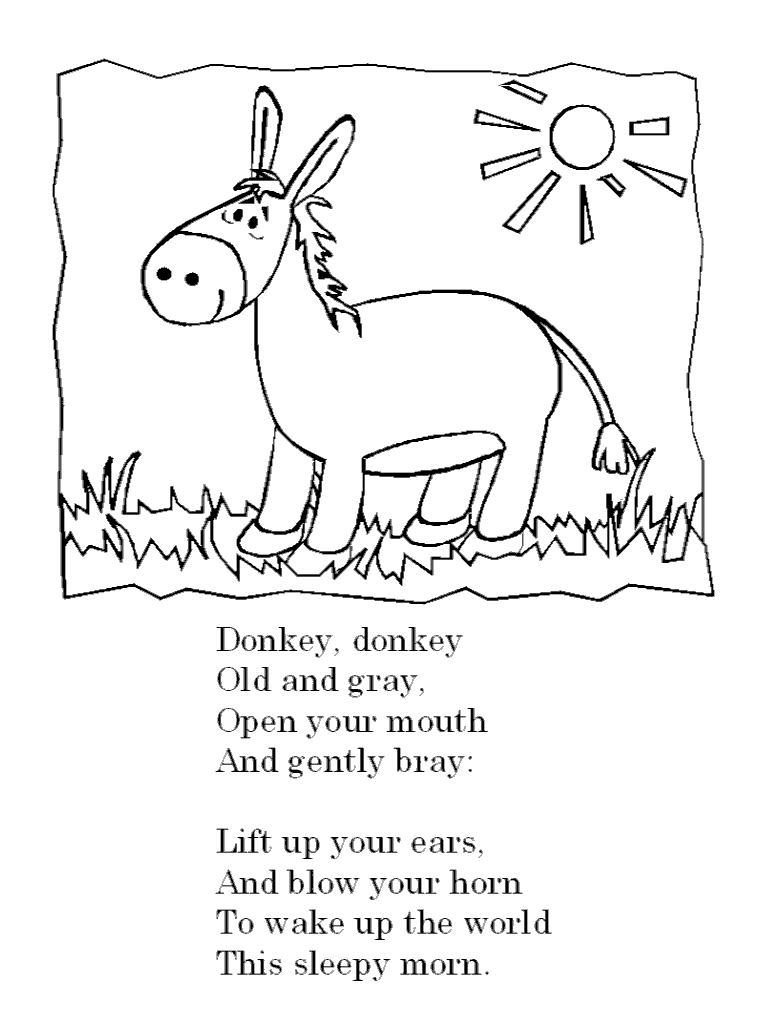 Donkey, Donkey, Old and Gray Coloring Page