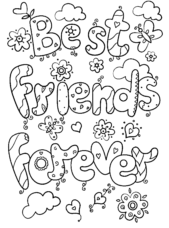 Doodle Best Friends Forever Coloring Page