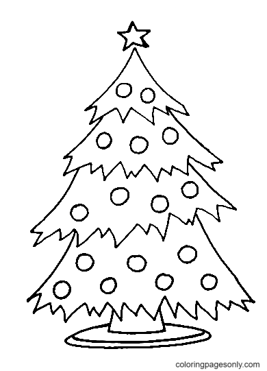 Teken een kerstboom Kleurplaat