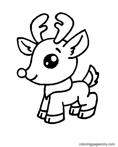 Draw Cartoon Rudolph Coloring Page