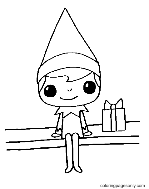 Desenhe um elfo na prateleira de dezembro