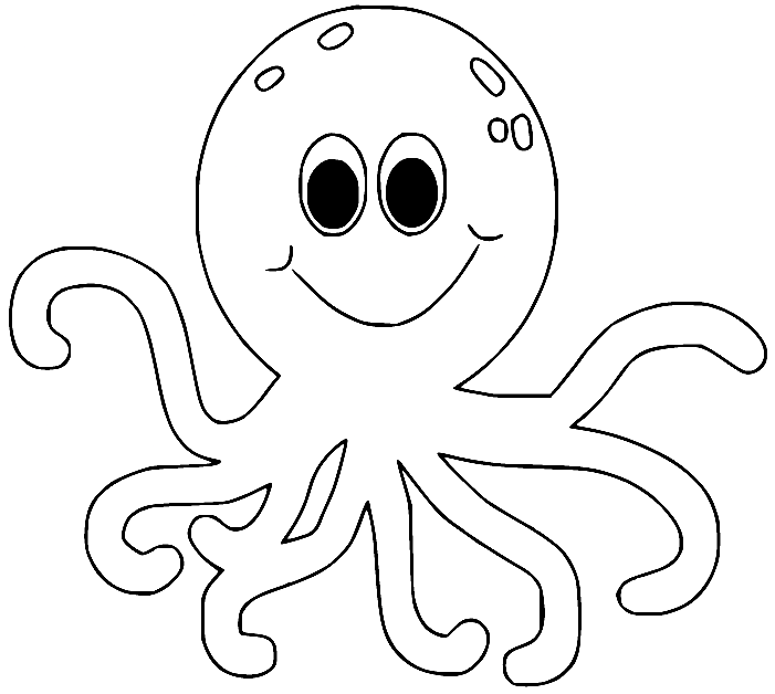 Kleurplaat Cartoon Octopus